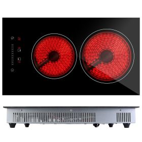 Dual Induction Burners Electric Cooktop 110V Total 1900W Electric Stove Built-in Electric Ceramic Stove with Timer Setting 9 Firepower Levels Ove