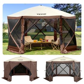 VEVOR Gazebo Screen Tent, 10 x 10 ft, 6 Sided Pop-up Camping Canopy Shelter Tent with Mesh Windows, Portable Carry Bag, Ground Stakes
