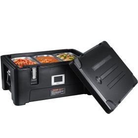 VEVOR Insulated Food Pan Carrier, 36Qt Capacity, Stackable Catering Hot Box with 3 Stainless Steel Pans