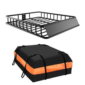 64"x39"x6"/51"x36"x5" Roof Rack,Heavy Duty Rooftop Cargo Carrier,Roof Basket with Waterproof Bag,Elastic Net with Attachment Hooks,Ratchet Strap (size: 51"x36"x5")
