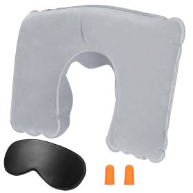 Travel Pillow Inflatable U Shape Neck Pillow Neck Support Head Rest Office Nap Car Airplane Cushion (Option: Grey)